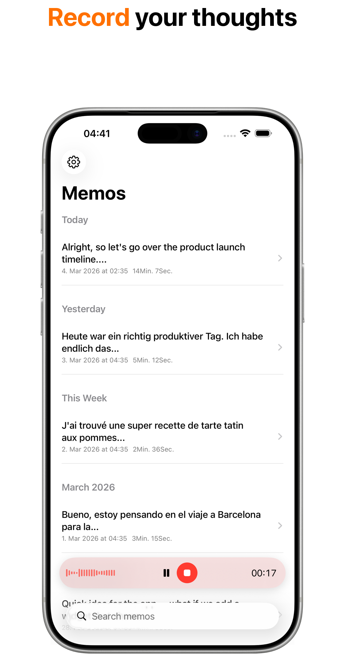Recording a voice memo